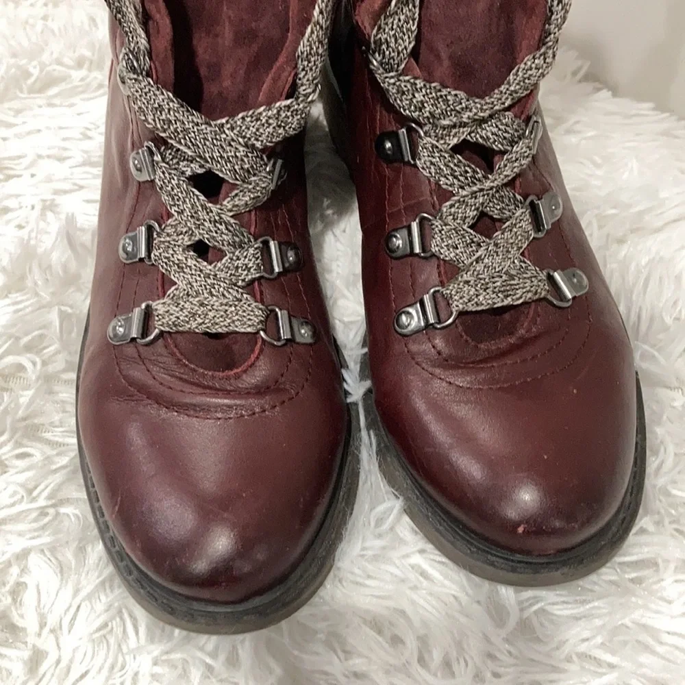 Sam Edelman Darrah Burgundy leather combat boots size 7.5 - Picture 4 of 10